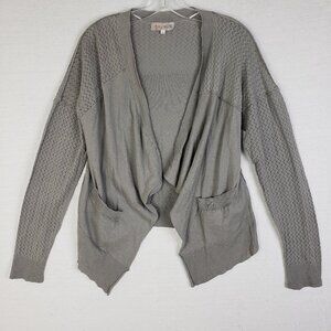 Pete & Greta Johnny Was Cardigan Open Front Lightweight Knit Cotton size L Gray
